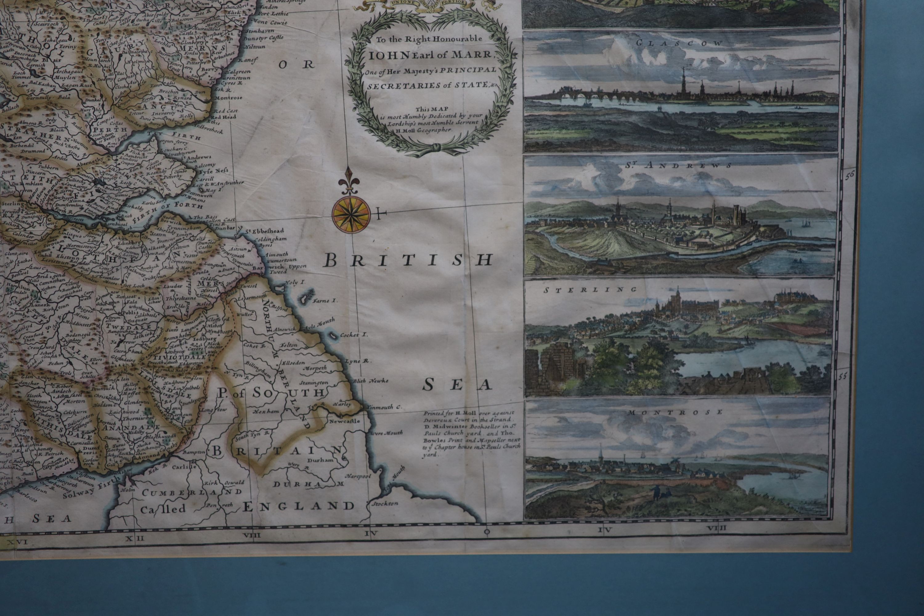 Herman Moll (1654-1732), 'The North Part of Great Britain called Scotland' 1714, coloured engraving, 60.5 x 101cm